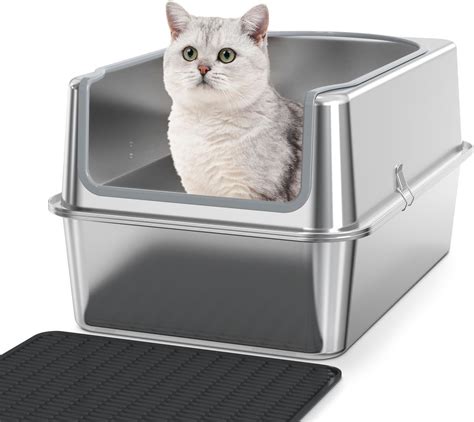 xxl stainless steel litter box|stainless steel litter box with high sides.